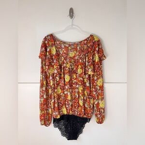 Free People Say It To Me Red Sienna Bodysuit NWT